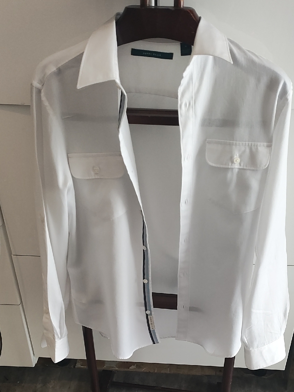 Perry Ellis White Long-Sleeve Button-Down Shirt, Never Worn